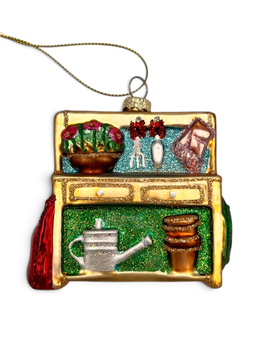 Potting Table Glass Ornament 4''