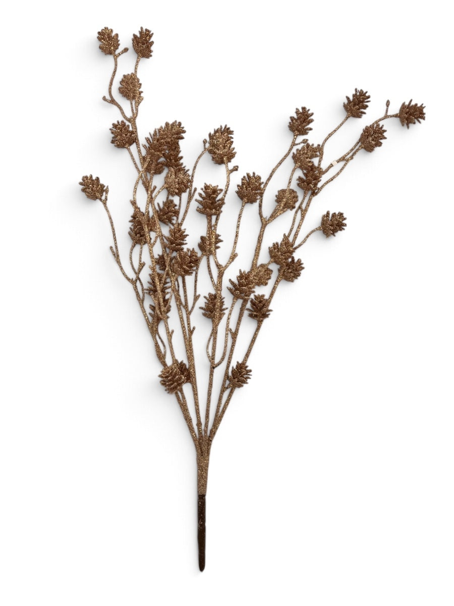 Champagne Glitter Pinecone Bush 24''