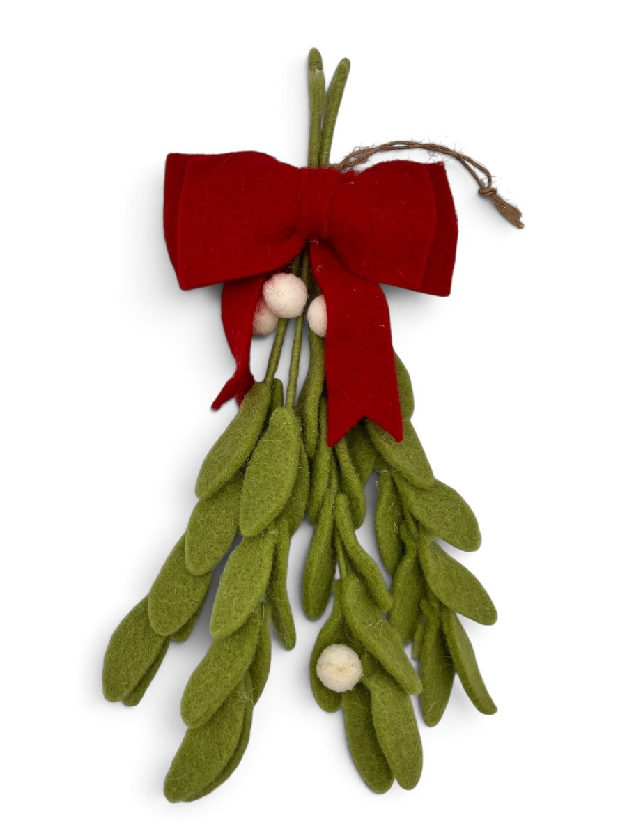 Mistletoe w/ Bow Wool Ornament