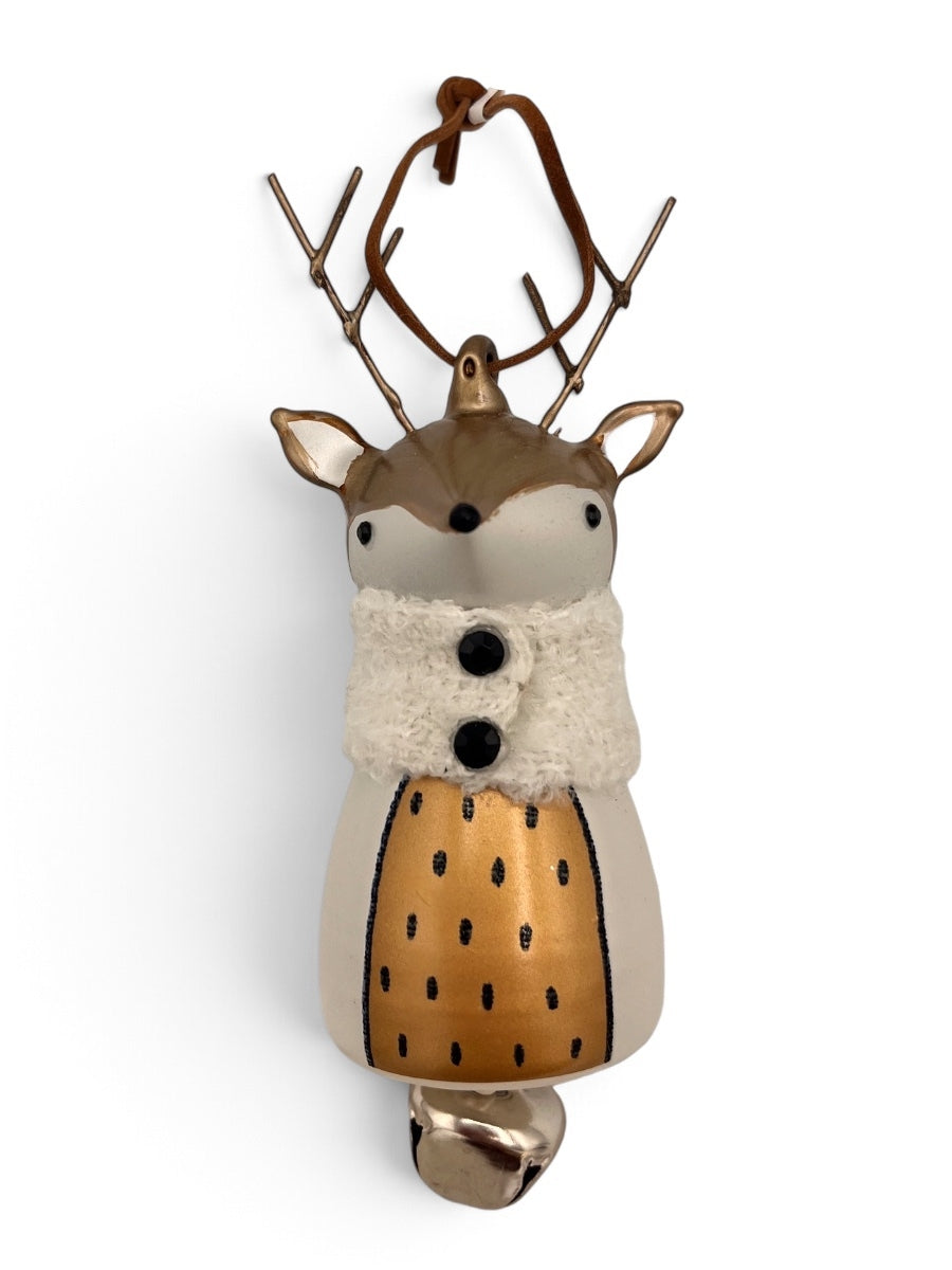 Glass/Metal Deer w/ Bell Ornament