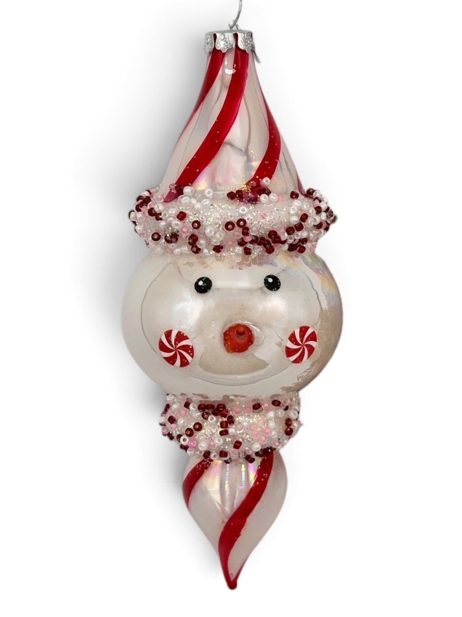 Snowman Drop Glass Ornament 5.5''