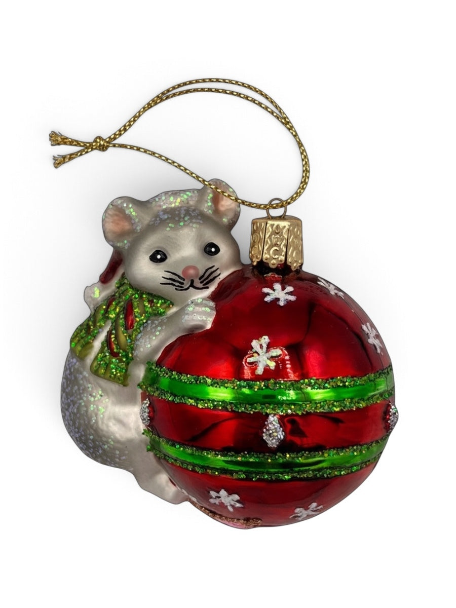 Playful Christmas Mouse Ornament