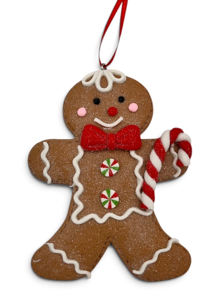Gingerbread w/ Candy Cane PVC Ornament 4''