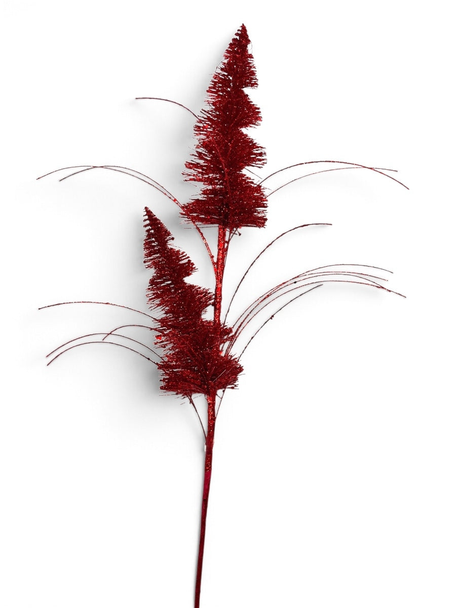 Red Glitter Tree Grass Spray  29''