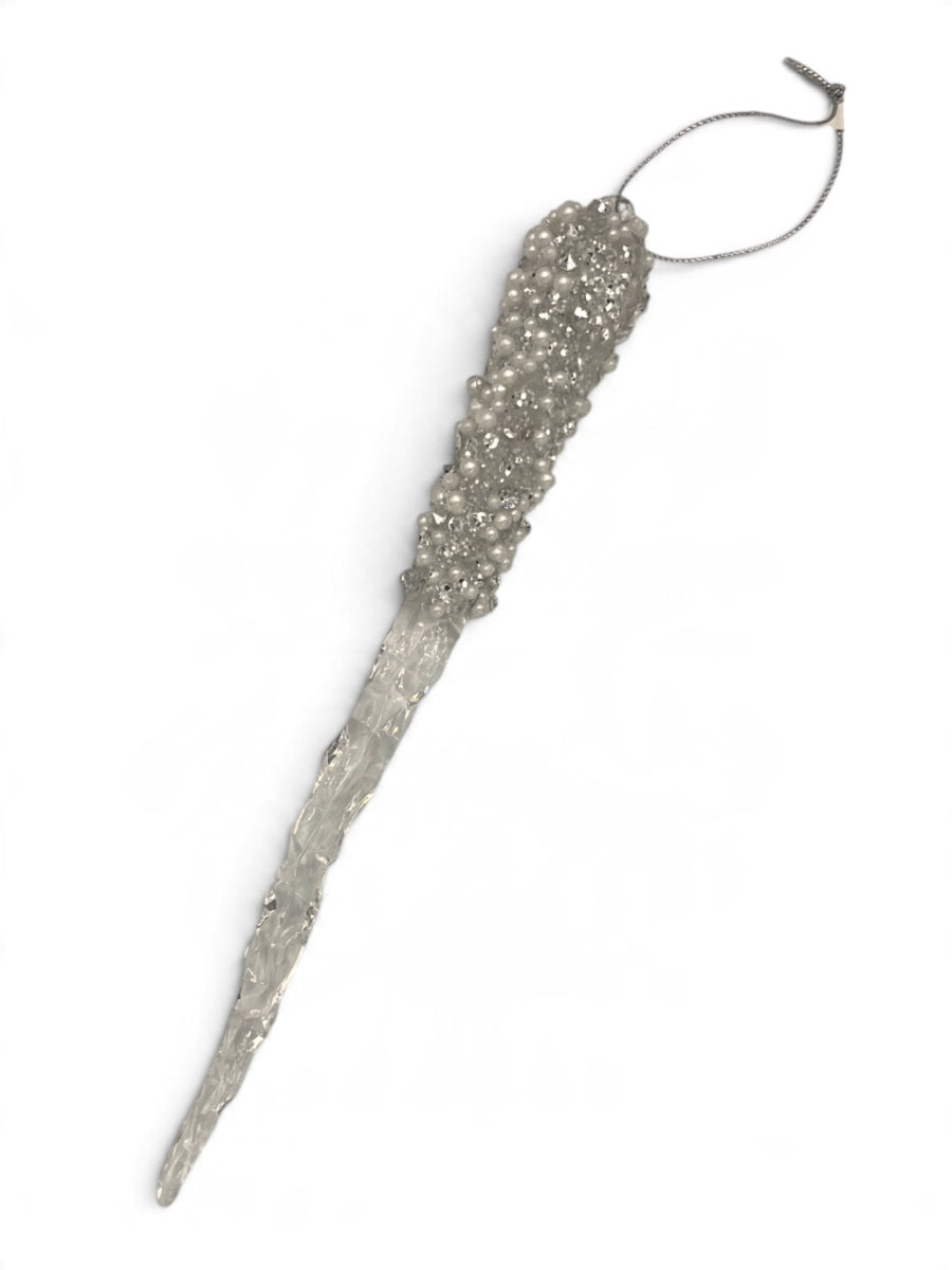Clear White Pearl Acrylic Icicle Ornament 9''