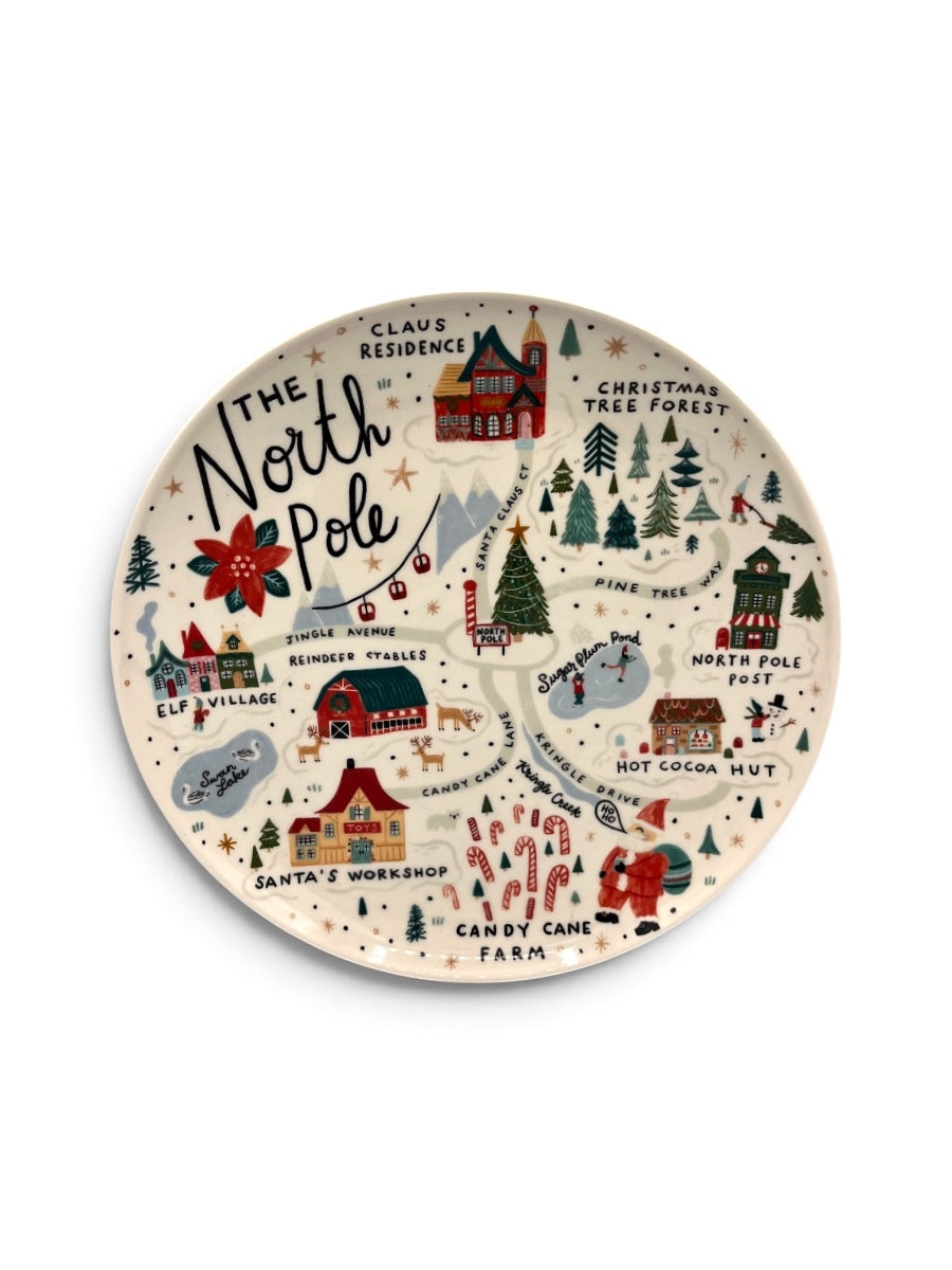 North Pole Scene Round Plate 11''