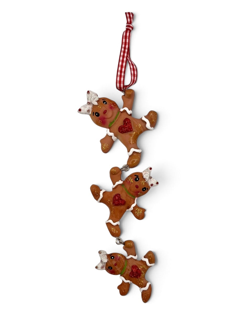 Gingerbread Boy/Girl String Resin Ornament 6''