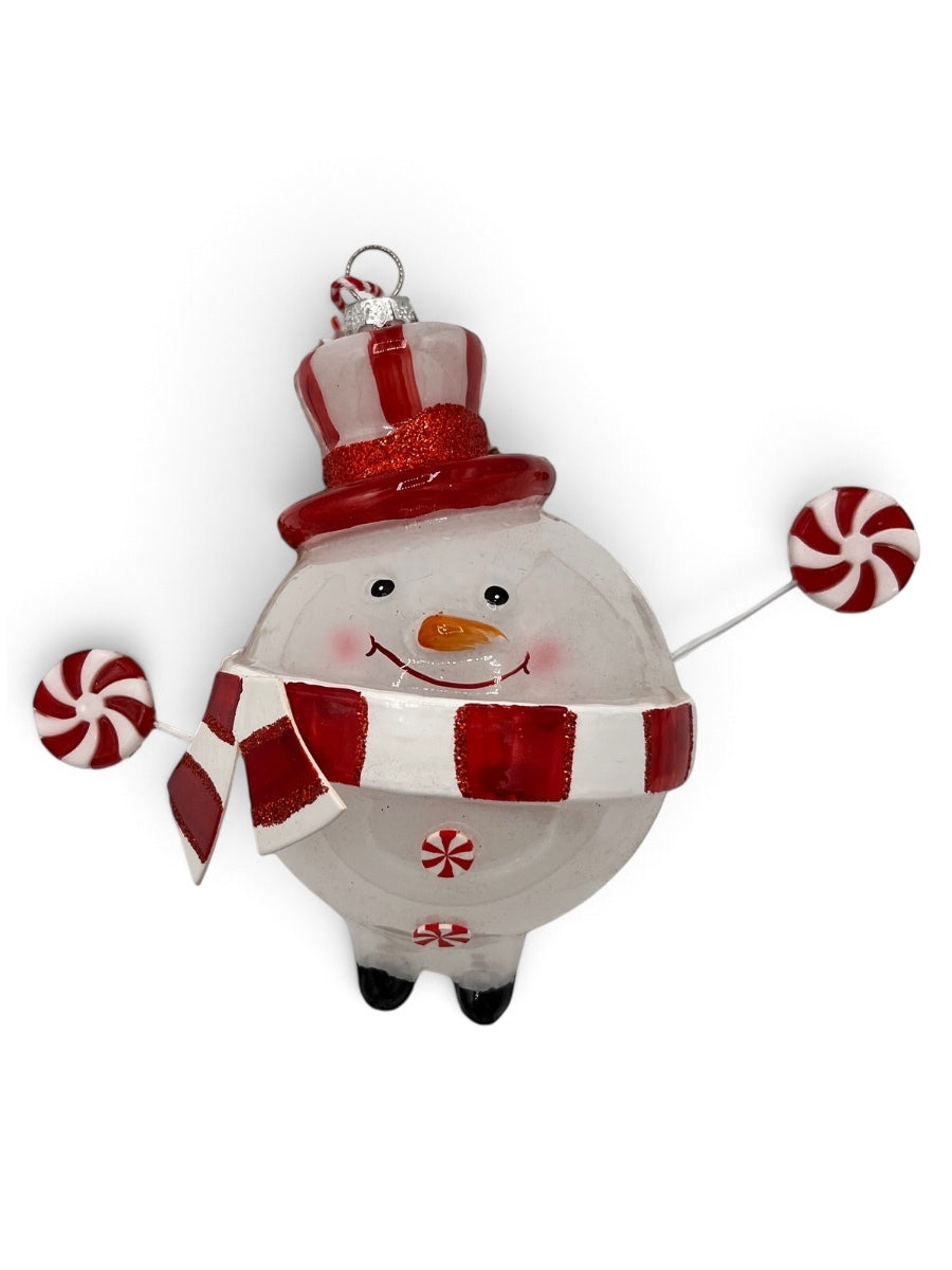 Snowman/Candy Plastic Ornament 4'' Asst. of 2