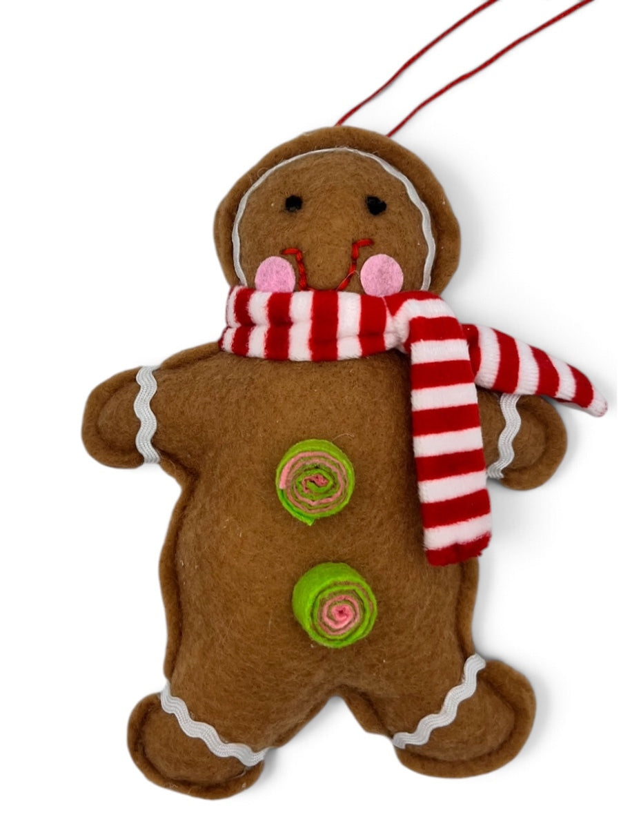 Gingerbread Man Fabric Ornament 5.5'' Asst. of 2