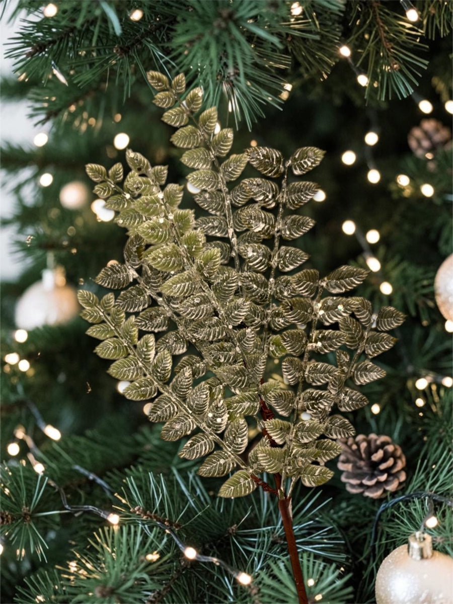 Green Fern w/ Glitter Pick 16.5''