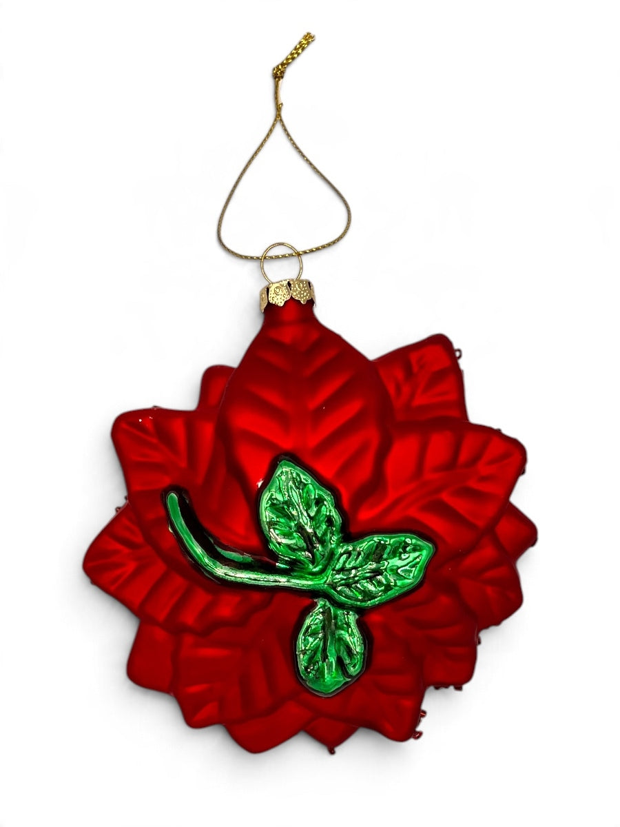 Red Poinsettia Glass Ornament