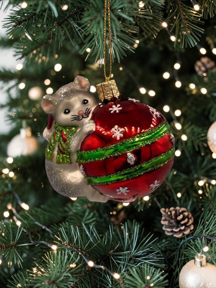 Playful Christmas Mouse Ornament