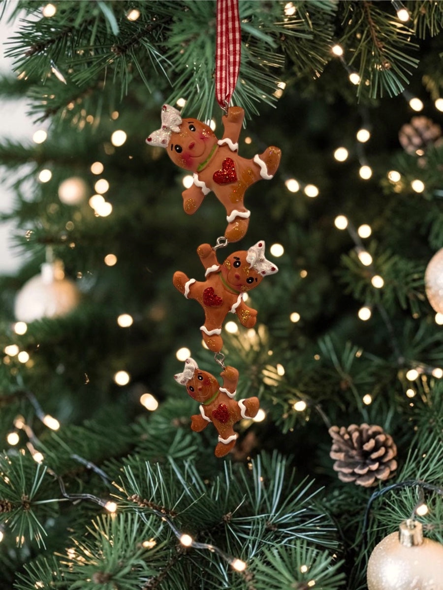 Gingerbread Boy/Girl String Resin Ornament 6''