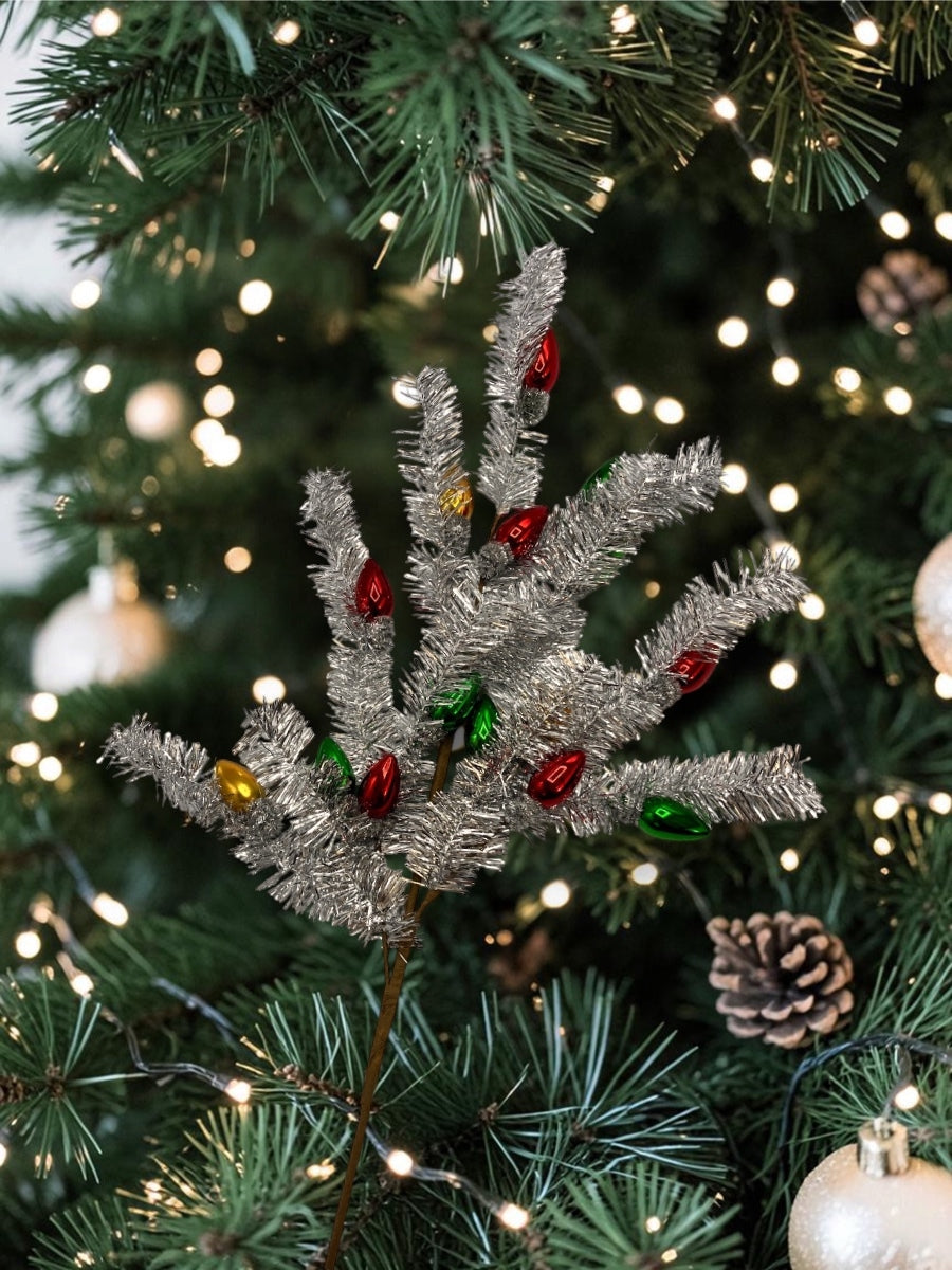 Red/Green Light Bulbs Pine Spray 33''