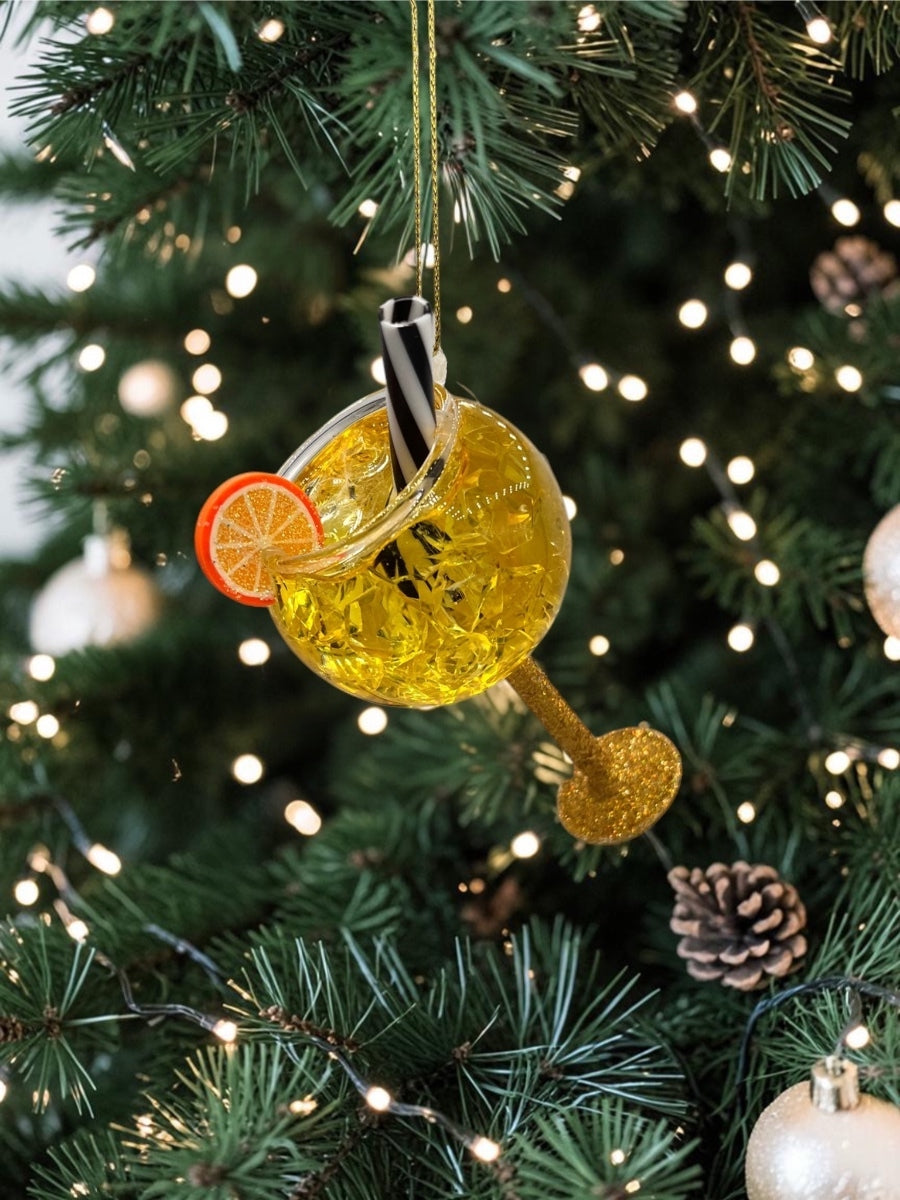 Orange Spritzer Glass Ornament 4.25''