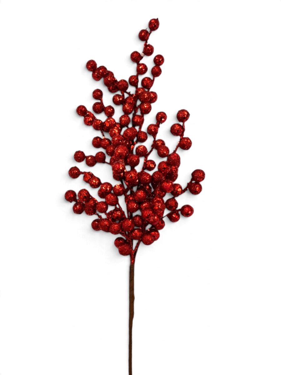 Red Crabapple Spray Glitter 29''
