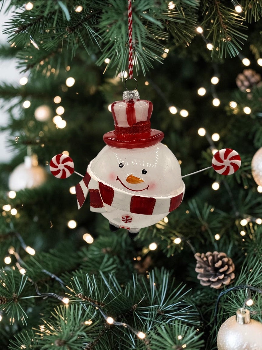 Snowman/Candy Plastic Ornament 4'' Asst. of 2
