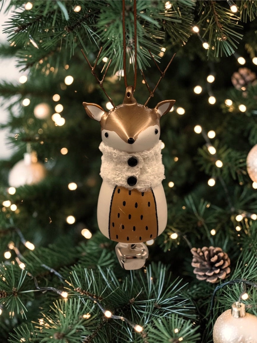 Glass/Metal Deer w/ Bell Ornament
