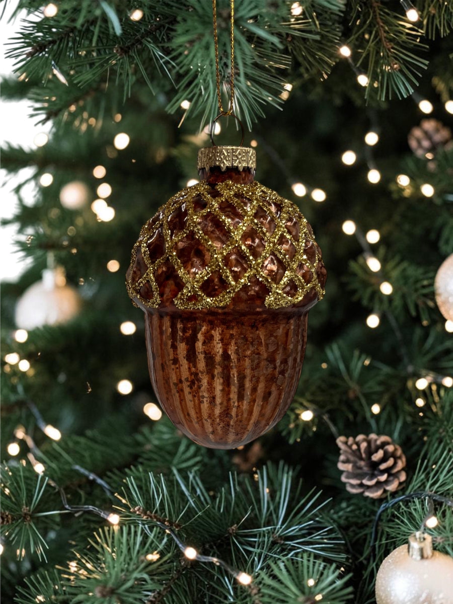 Gilded Acorn Ornament 2.25'' x 3''