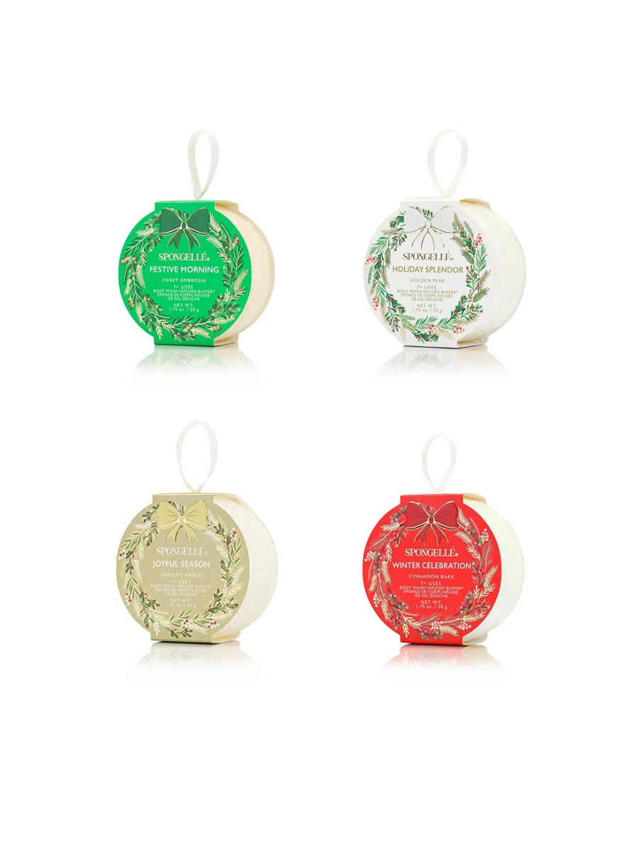 Spongelle Holiday Wreath Body Buffer Collection Asst. of 4