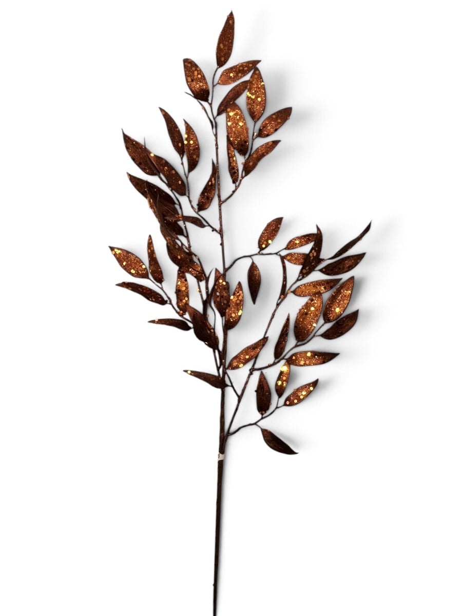 Bronze Glitter Metallic Leaves Spray 30''