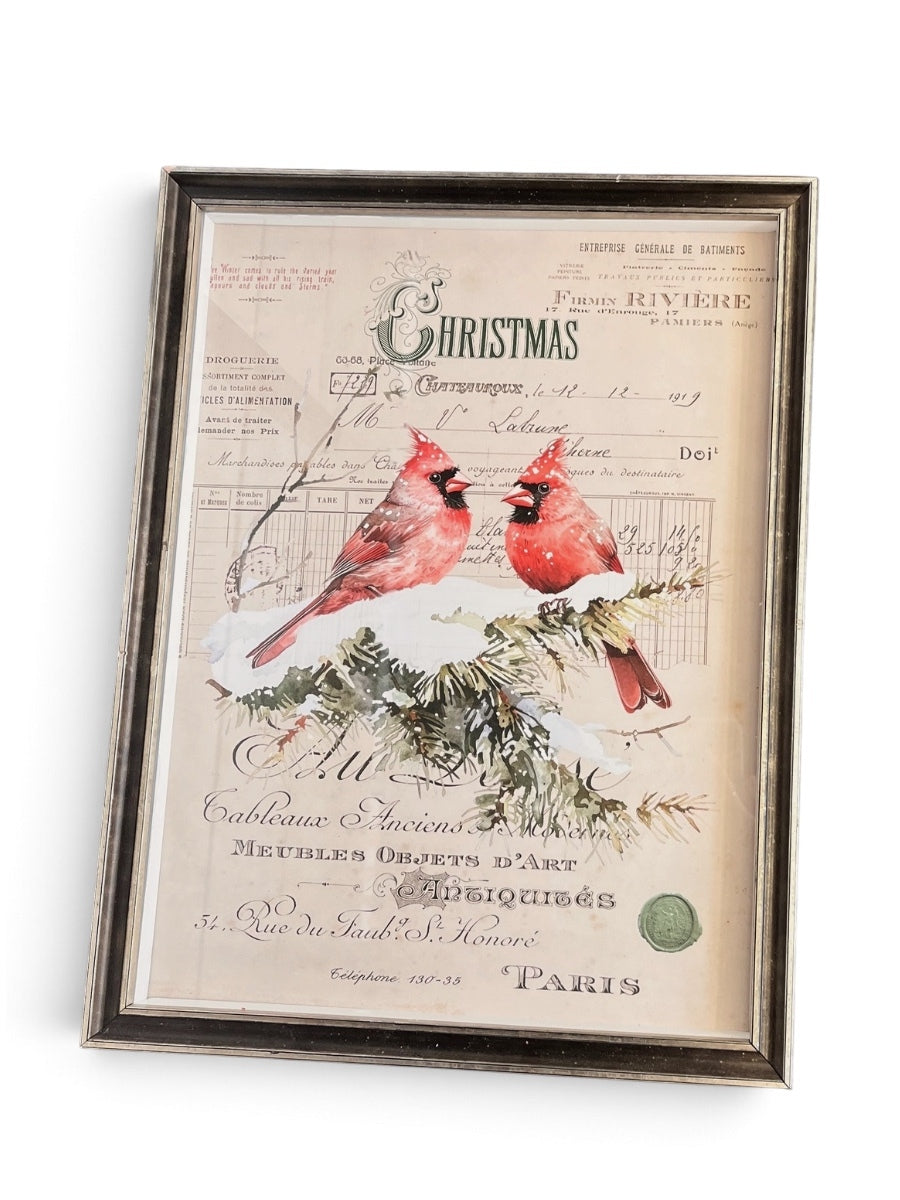 Vintage Cardinal Distressed Bookplate Painting