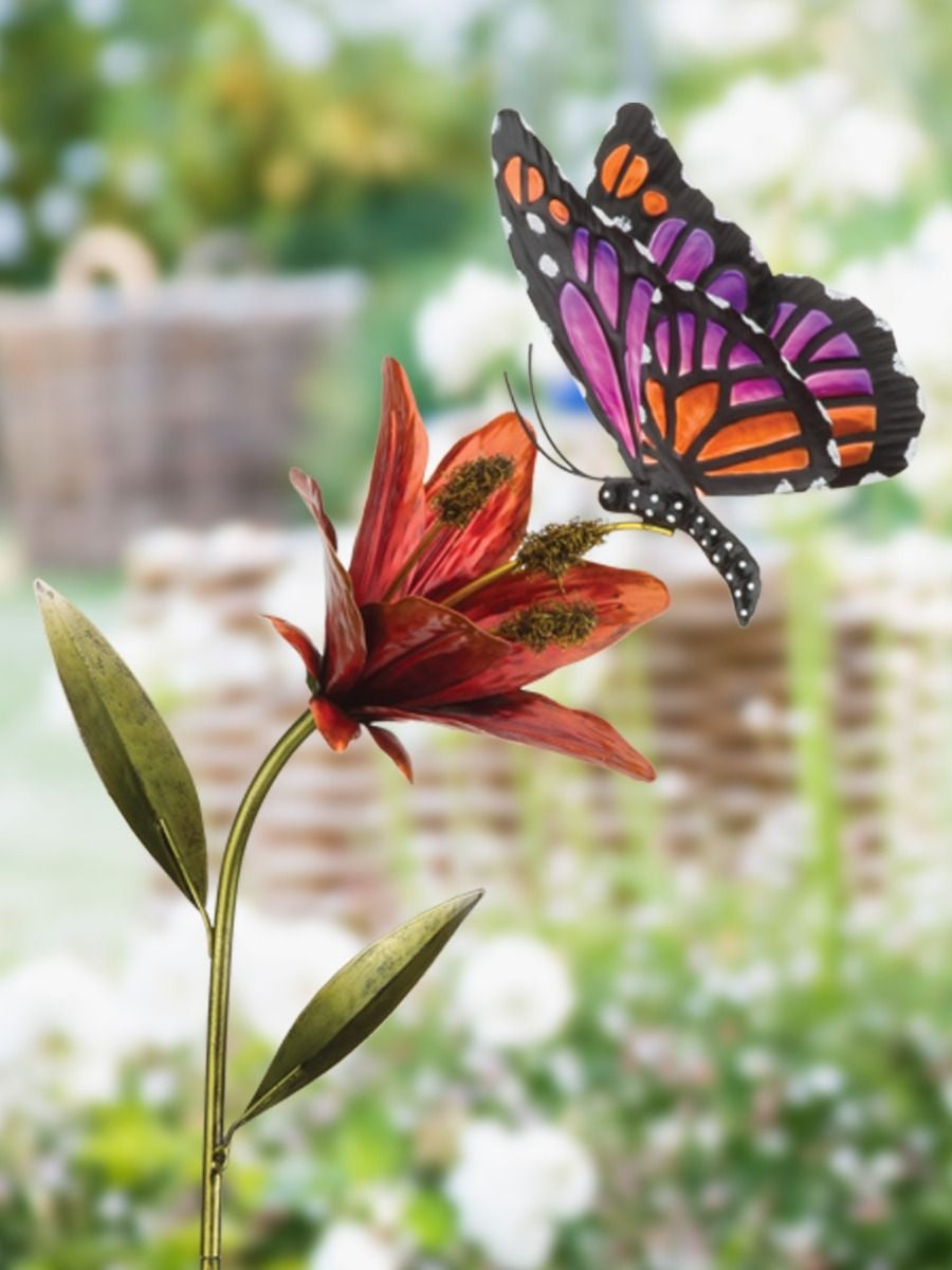 Pink Butterfly Flower Stake