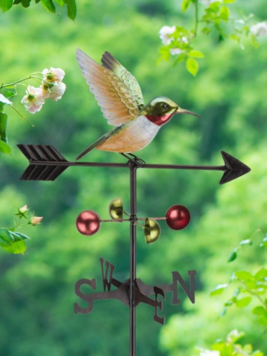 Ruby Throated Hummingbird Weathervane Stake