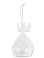 LED Glass Angel Ornament with Glass Beads