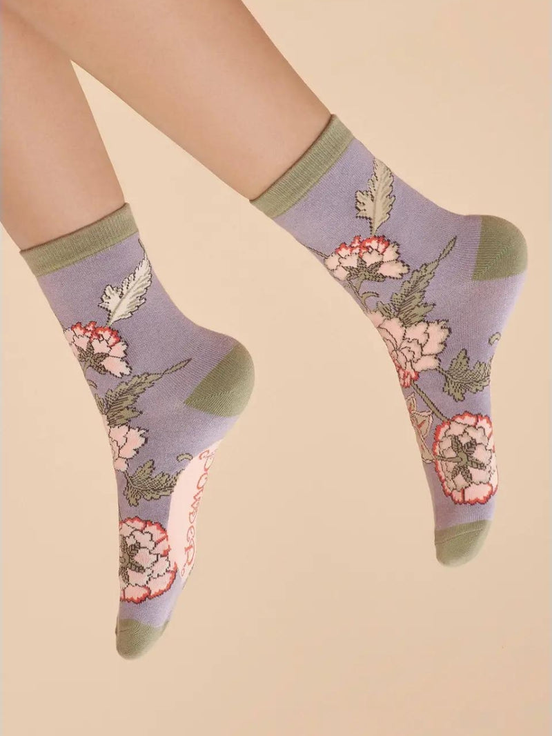 Lilac Paisley Ankle Socks