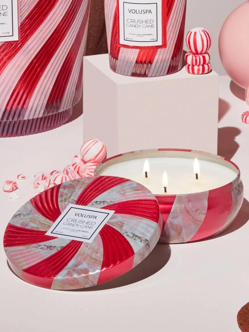 Crushed Candy Cane 3 Wick Tin