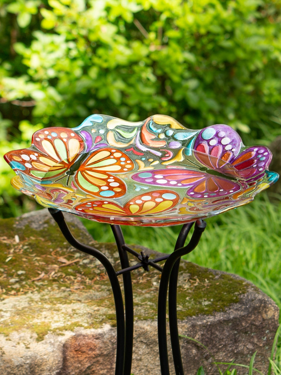 Butterfly Glass Bird Bath