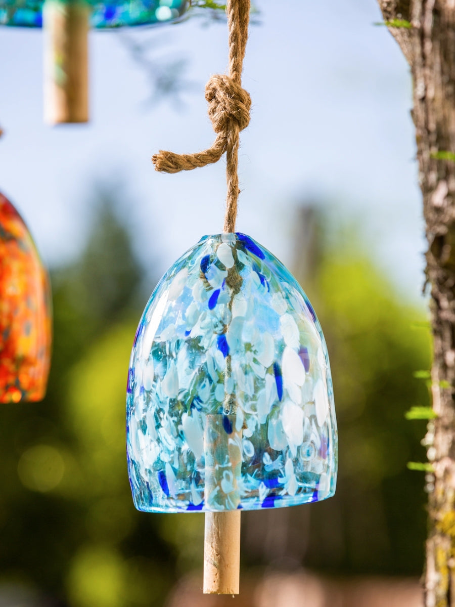 Light Blue Glass Garden Bell