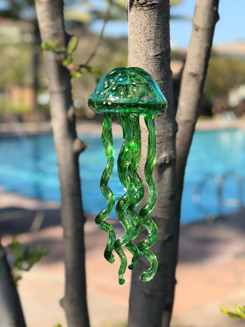 Green & Gold Glass Jellyfish