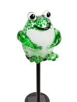 Frog Solar Art Glass Garden Stake