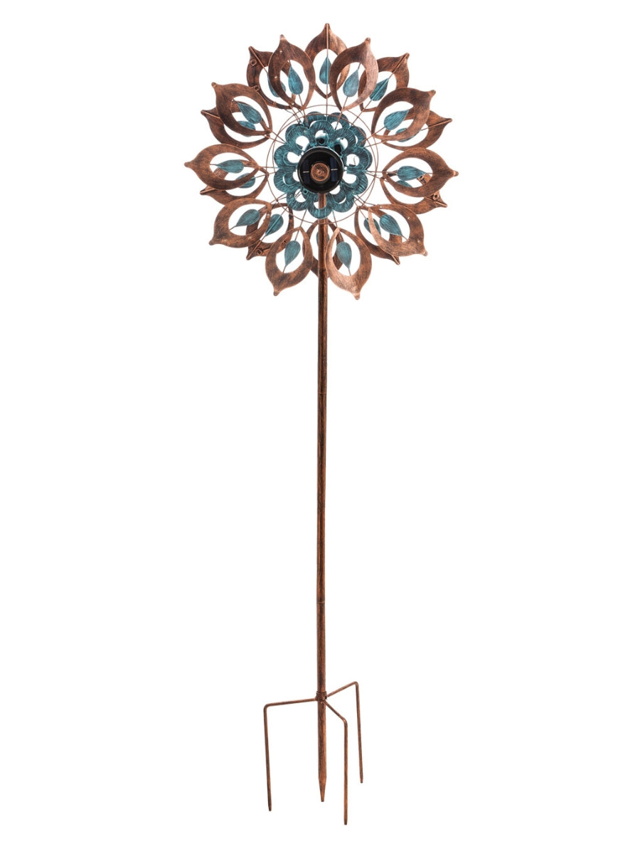 Copper & Verdigris Bloom Solar Wind Spinner