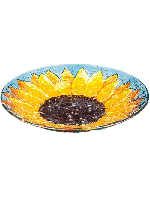 Sunflower Glass Bird Bath