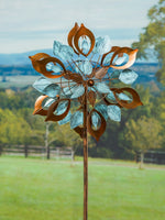 Copper & Verdigris Lotus Petals Wind Spinner