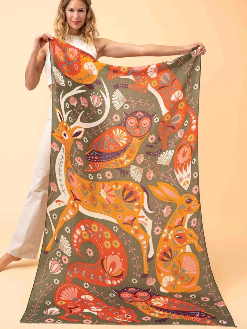 Folk Art Forest Scarf