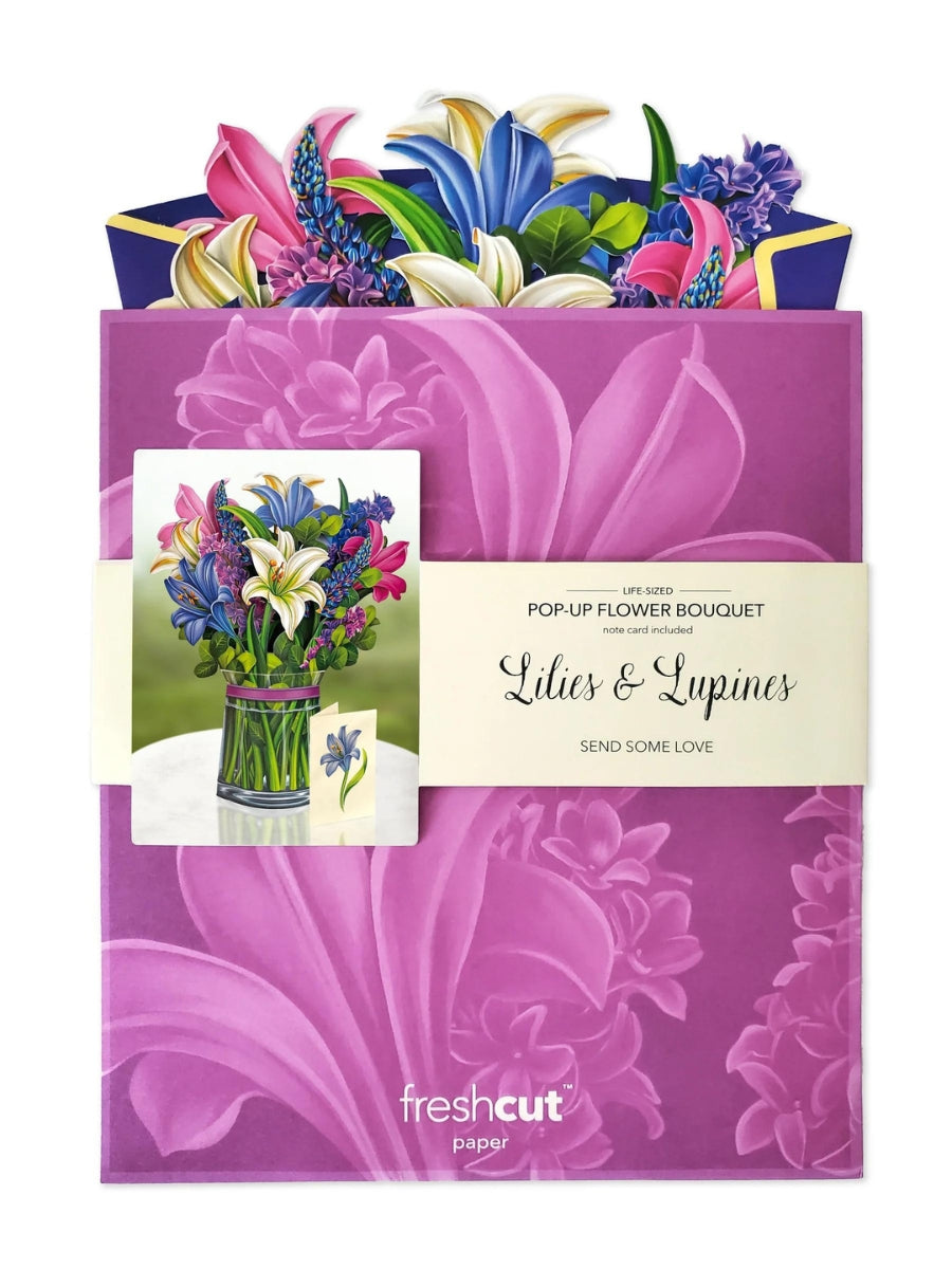 Lilies & Lupines Pop-Up Flower Bouquet