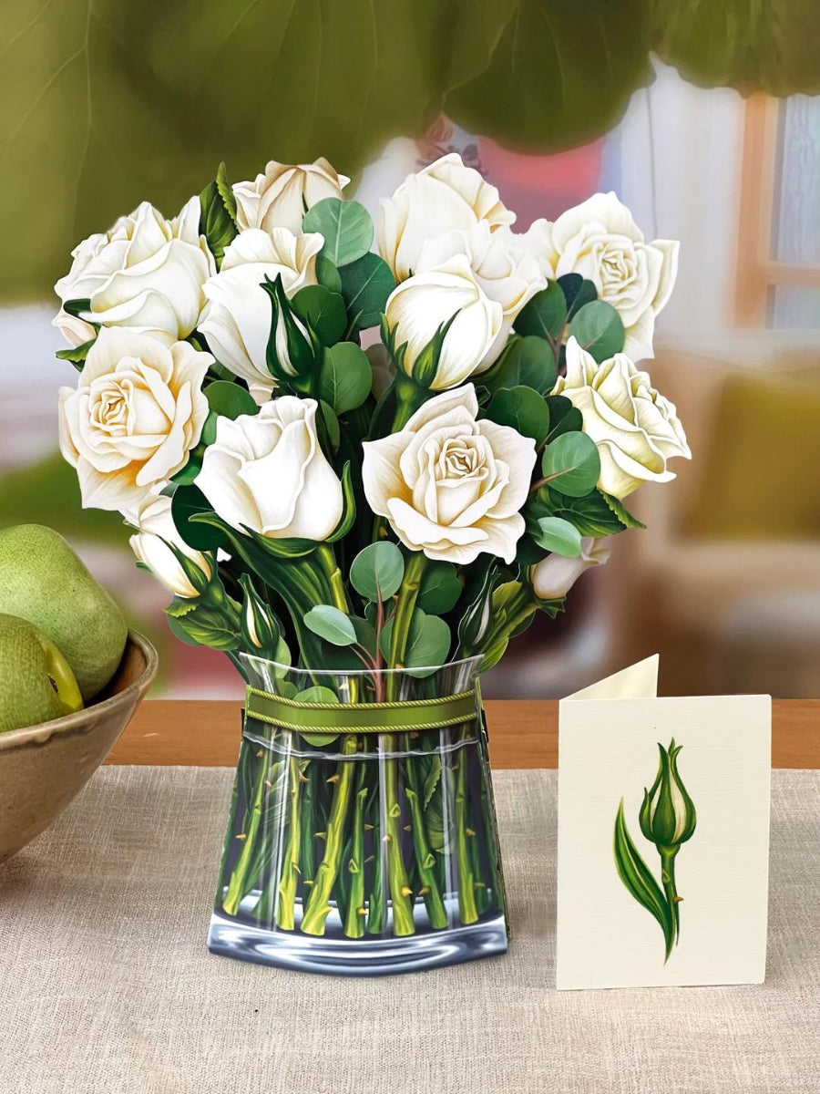 White Roses Pop-Up Flower Bouquet