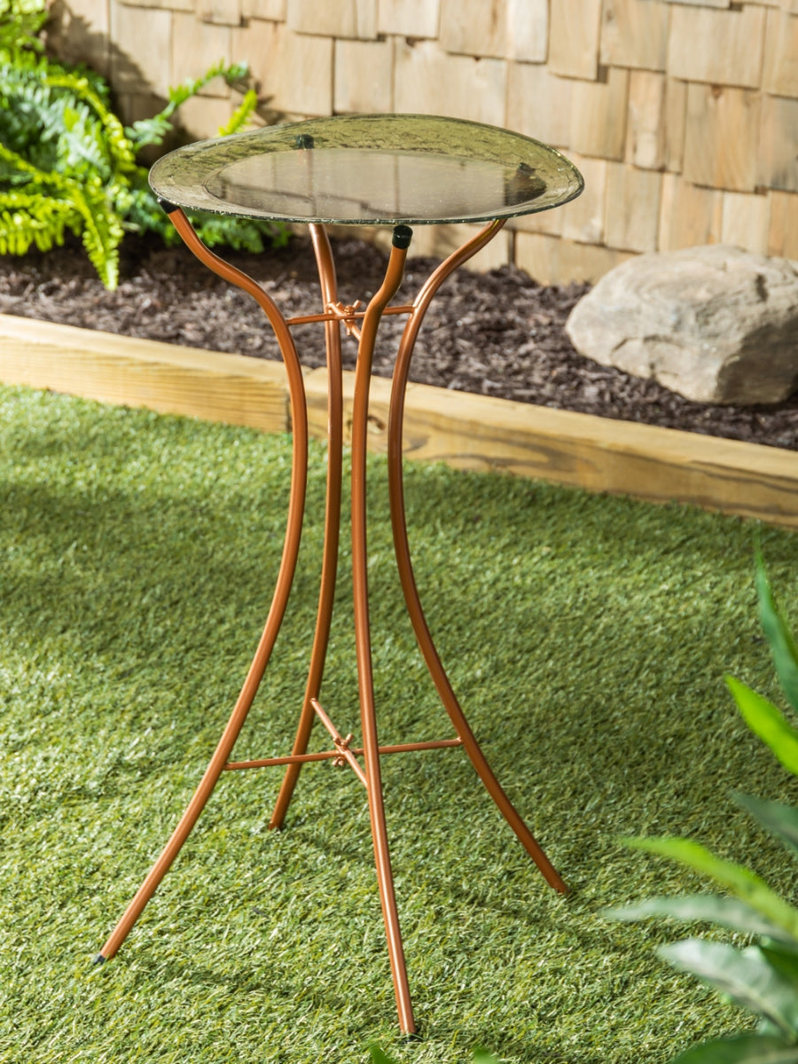 Copper Hourglass Shape Metal Bird Bath Stand