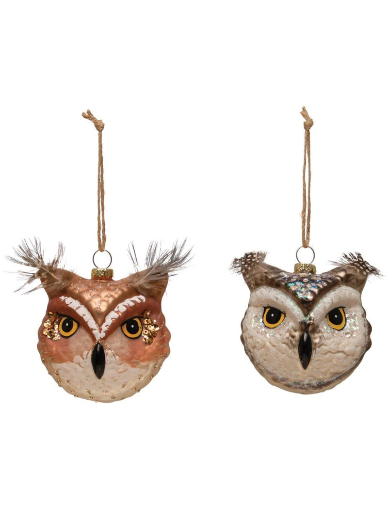 Hand-Painted Glass Owl Ornament
