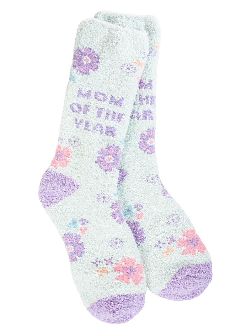 Mom of the Year Spring Fuzzy Crew Socks