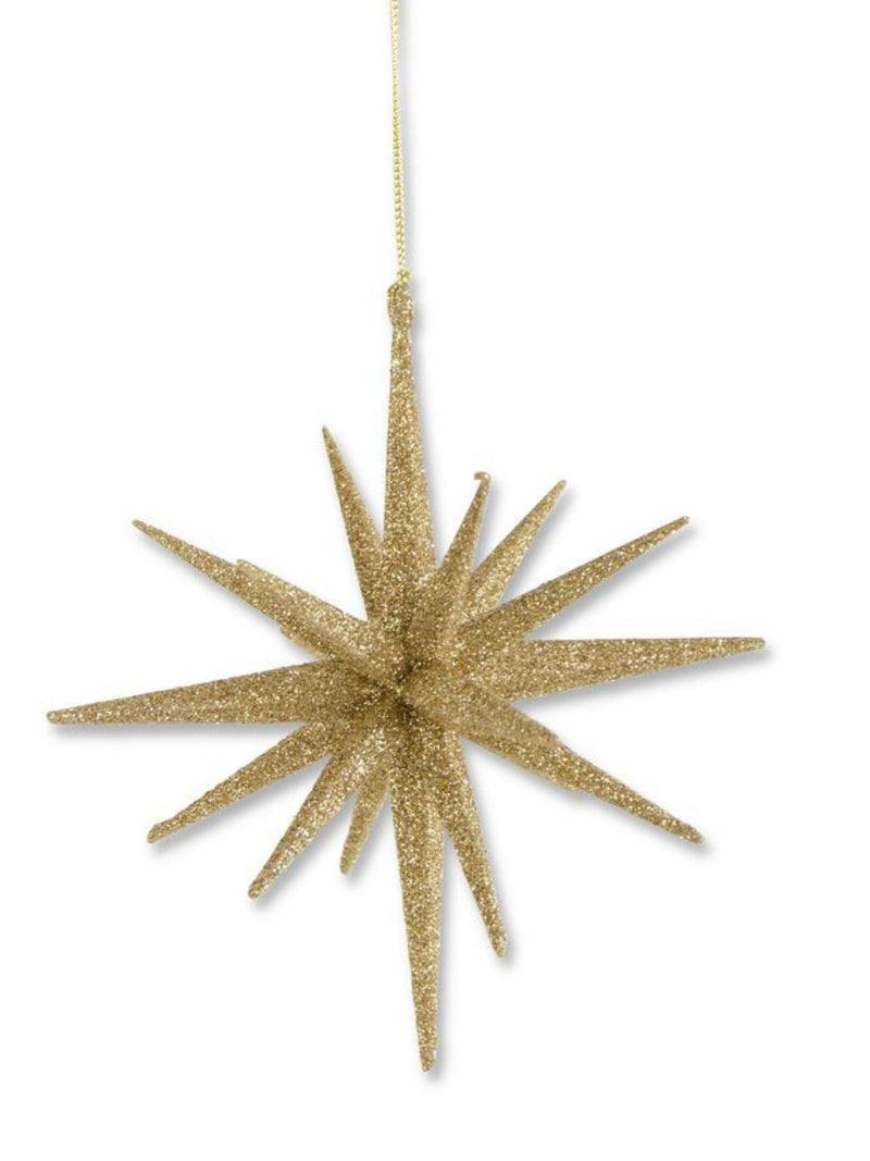 Gold Glitter 18 Point Star Ornament