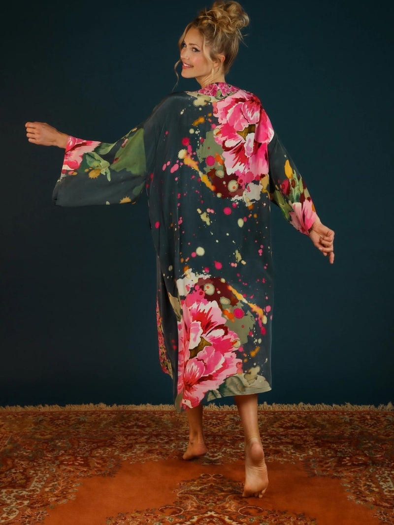 Painted Peony Kimono Gown
