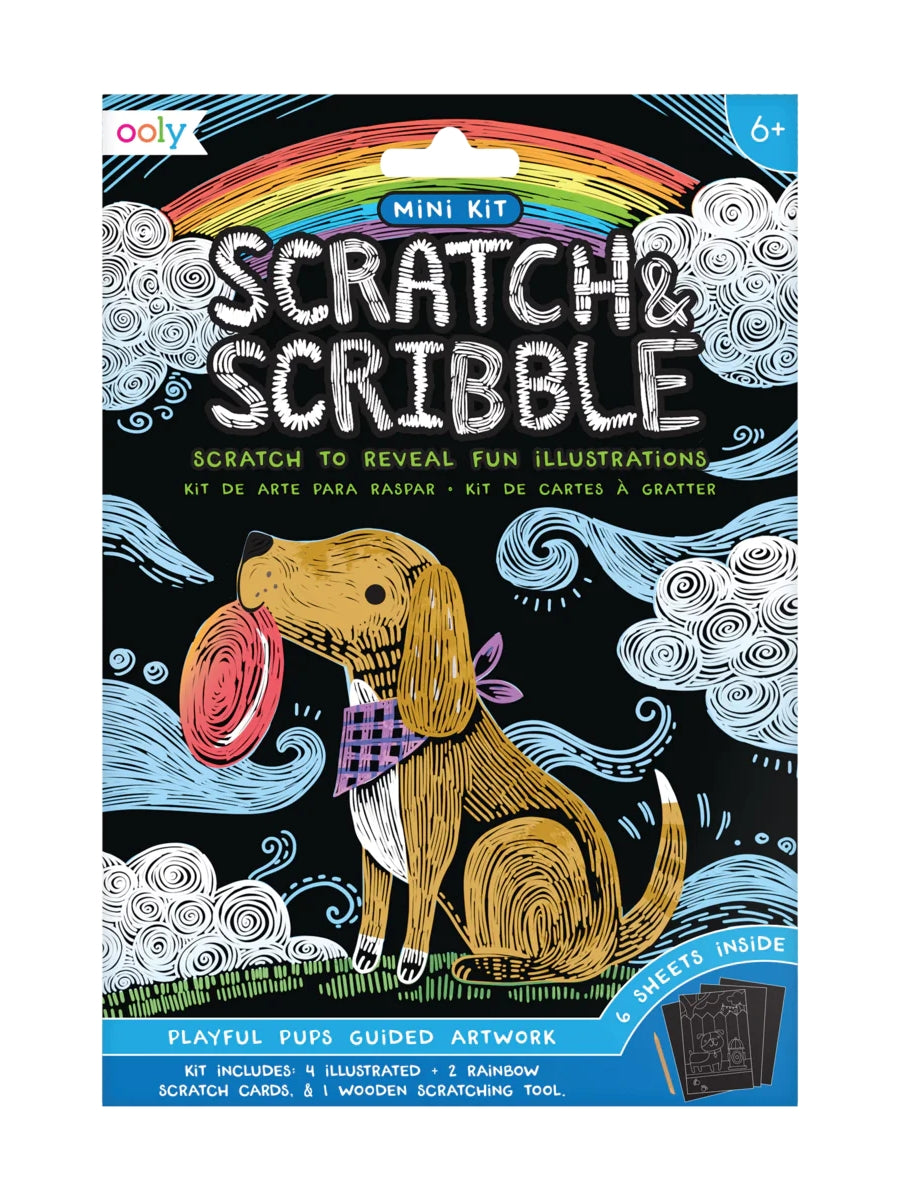 Playful Pups Scratch and Scribble Mini Scratch Art Kit