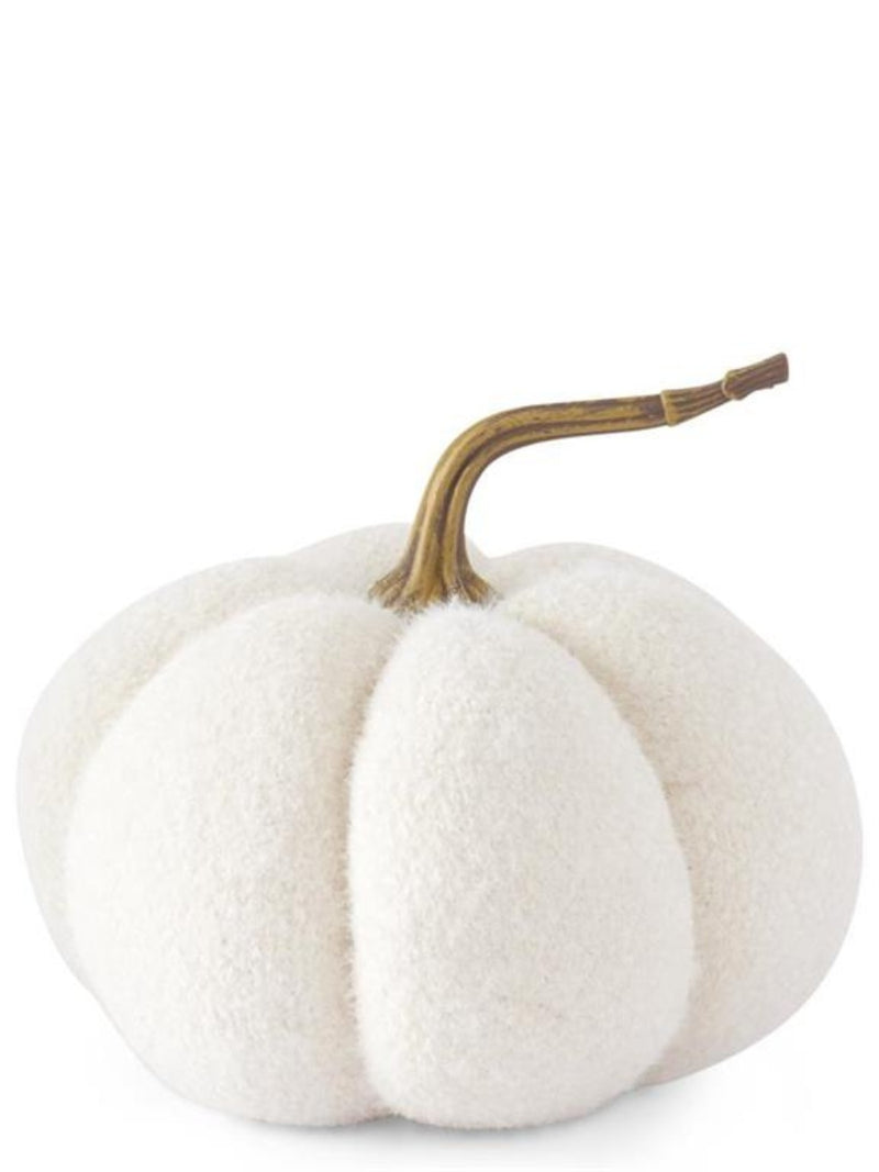 Fuzzy White Knit Pumpkin