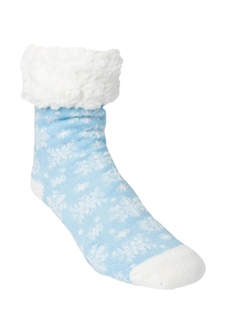 Snowflake Ice Blue Slipper Socks