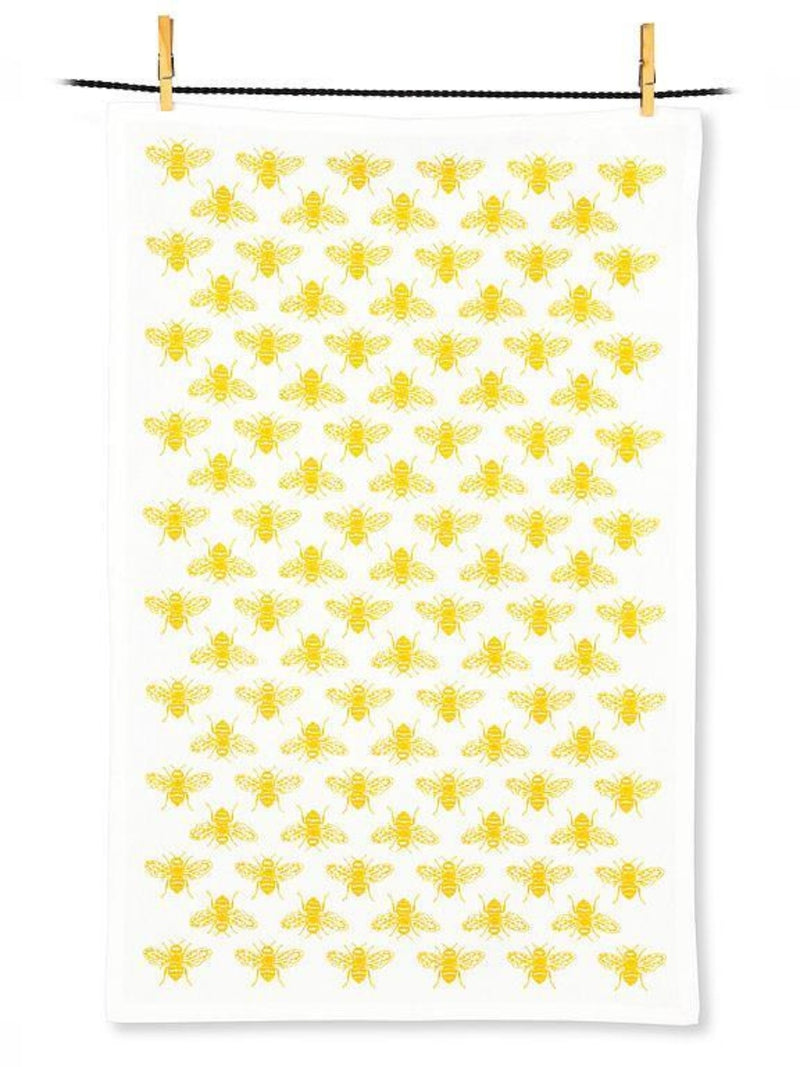 Bees Outline Motif Tea Towel
